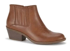 Frye and Co. Women's Jude Stacked Heel Booties Brushed Brown Size 10M