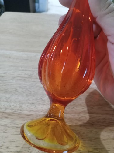 VIKING ART GLASS 6 PETAL FOOTED Red 10” Tall SWUNG VASE sticker - Picture 5 of 7