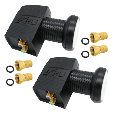 2x Twin LNB + 4 x F Stecker Set HD Sat Digital 2 Teilnehmer UHD 4K Wetterschutz 