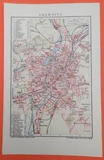 CHEMNITZ Bernsdorf Kappel Borna Gablenz City Map Stadtplan 1907 Kassberg