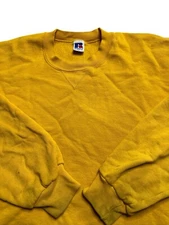 Vintage Russell Athletic Sweatshirt Size Large Yellow Made In USA Blank 90s