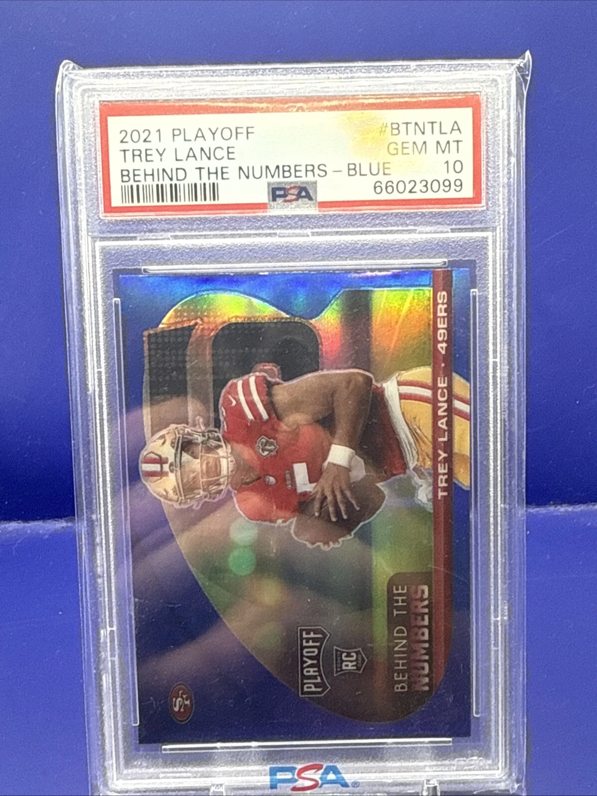 Trey Lance Panini Playoff Behind the Numbers #BTNTLA Blue