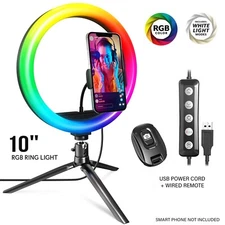 10" RGB Ring Light color kit portable for Tiktok MakeUp Selfie Live & Zoom Call