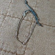 Stella & Dot Sparkling Chain Bracelet Adjustable Cord Silver Tone Charm Accent