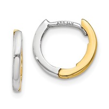 7mm 14k Two-tone Gold Mini 1.35mm Hinged Hoop Earrings