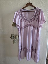 Knox Rose Lavender Embroidered Tunic Dress Embroidery Pockets Textured 