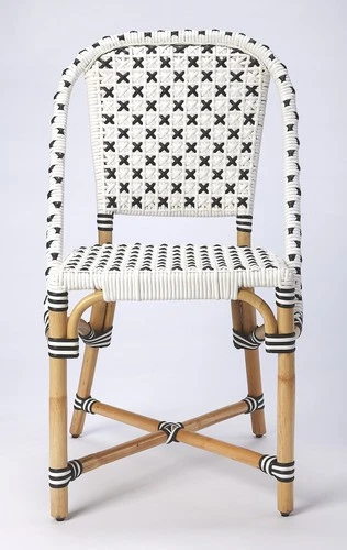 Coastal Rattan Side Chair | Butler Specialty-Black and White - Picture 6 of 9