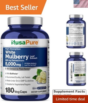 White Mulberry Leaf Extract 180 Veg Caps  Non GMO