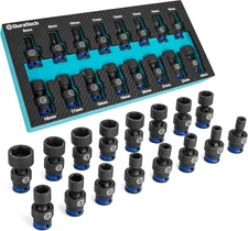 DURATECH 3/8" Drive Impact Universal Joint Socket Set,Swivel Socket Set,16-Piece