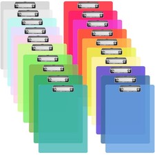 20 PCS Plastic Clipboards 20 Assorted Colors 12.5x9 Inch A4 Letter Portable