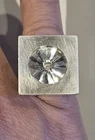 Hans Hansen Vintage S925 Rock Crystal Cube Ring Denmark 25 grams size 7 preloved