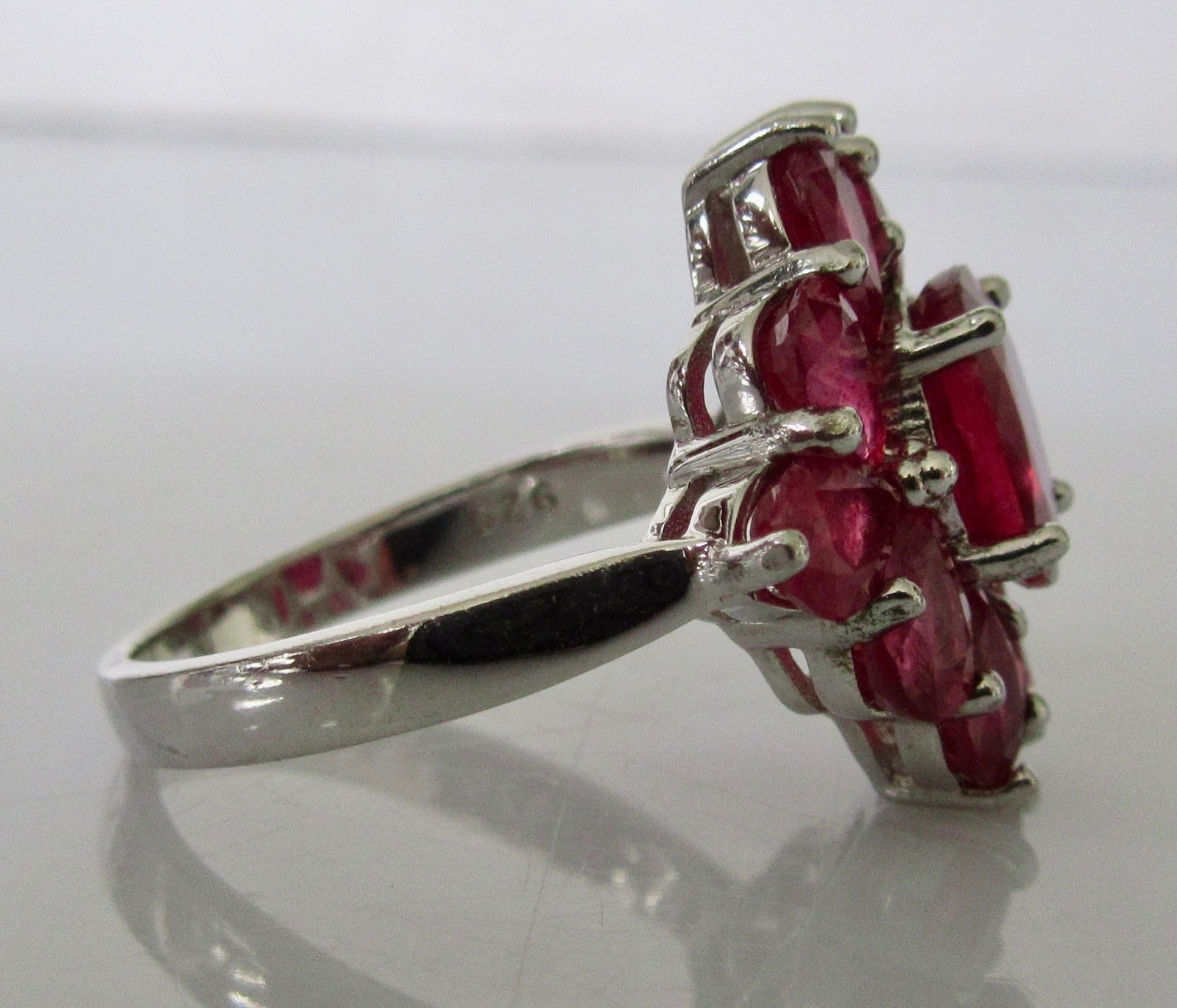 Silver Ring - 925 Silver Multi Cut Ruby Diamond S… - image 11