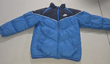 Nike Vtg Blue Nylon Puffer Zip Up Fleece lined Jacket Boys Size 7 Y2K
