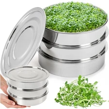 9" Stackable Stainless Steel Seed Sprouting Kit, 3-Tier Mesh Germination Tray...