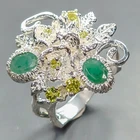 Handmade Emerald Ring 925 Sterling Silver Size 8.5 /R443782