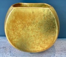 Haeger Pottery Vase Mid Century Vintage smoked yellow glaze Unique Shape & Color