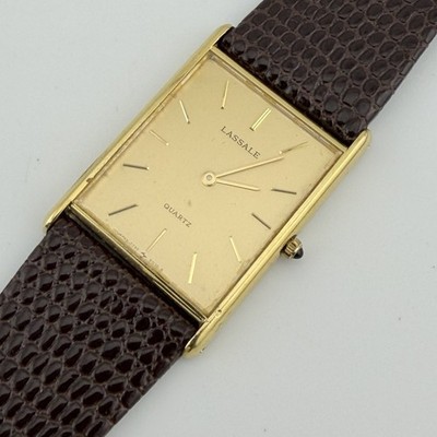 Vintage Lassale By Seiko Ultra Thin Tank Gold Tone Men display picture 2