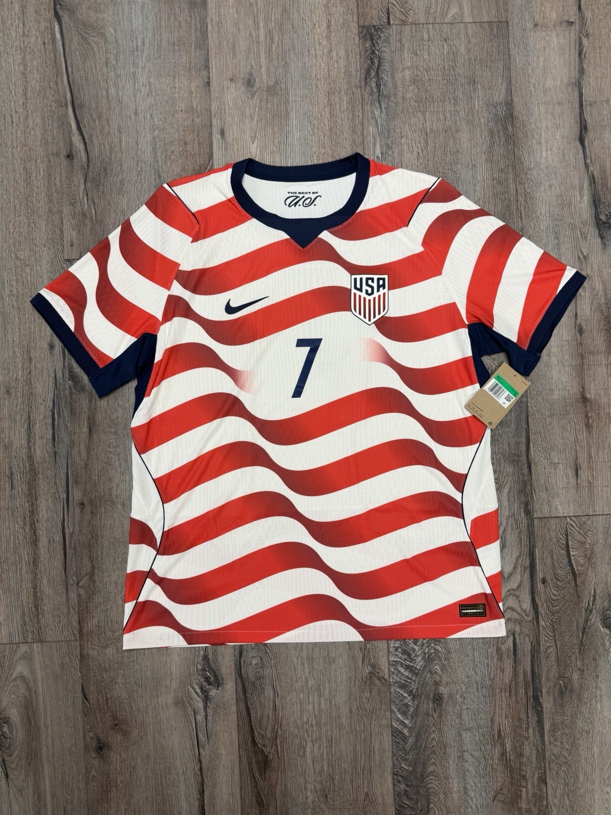 Nike USMNT 2026 Luna #7 Home Aero-FIT Authentic Stripes Match Jersey Size XL