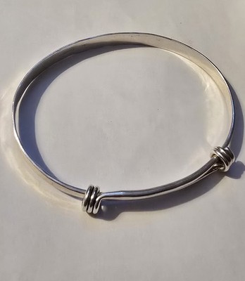 ED levin masculine signature sterling silver hammered sliding bypass bracelet 7''
