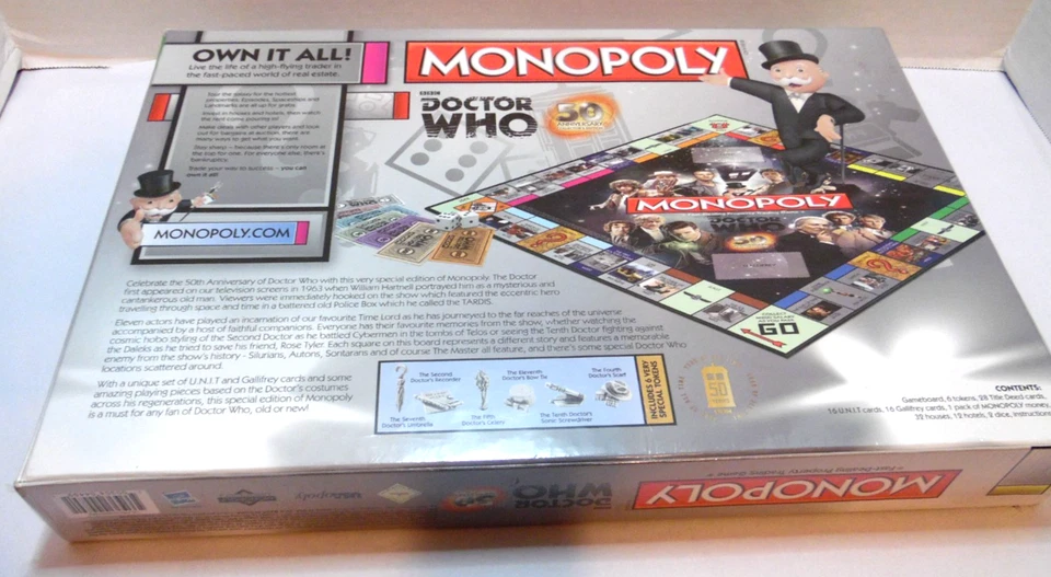 Dr Who Monopoly Collectible 50th Anniversary Edition Factory Sealed - Image 2 of 4