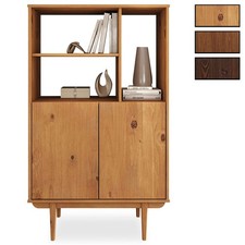 Buffet haut 80x133 cm en bois massif avec 2 Portes et Étagères