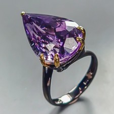 Vintage ring 29 ct Natural Amethyst Ring 925 Sterling Silver Size 8.75 /R450606