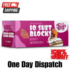 Suet Shop - Berry Flavoured Suet Blocks for Wild Birds, 300g (Pack of 10) -