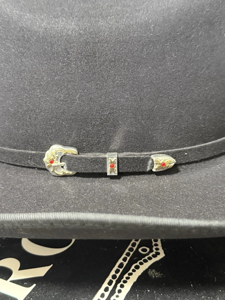 Sombrero de Vaquero Rodeo King 100X Castor Puro Cachemira Ala de 3-1/2 Pulgadas Talla 7 con Caja Foto 3 de 4