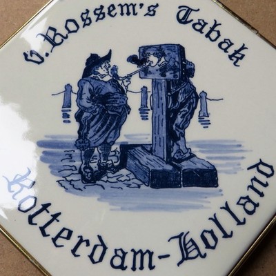 ROSSEM'S TROOST Antike Reklame Fliese Rotterdam um 1965 Tabak KURIOS und PERFEKT