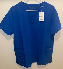 FIGS Casma Three-Pocket Scrub Top Women XL Royal Blue PO 2444 NWT Nursing