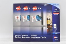 Lot of 3 Avery 8374 Matte White Magnetic Buisiness Cards 2" x 3.5" Pack of 30