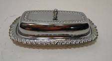 Vintage Irvinware Butter Dish Chrome Covered Butter Dish Made USA + glass insert