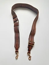 MARC JACOBS LOGO Cognac Brown Webbing Shoulder Crossbody Strap Gold HW