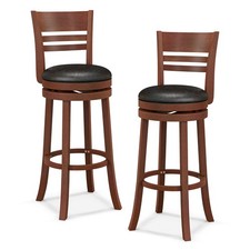 2PCS Bar Stools Swivel Bar Height Dining Chairs with Backrests  Footrests