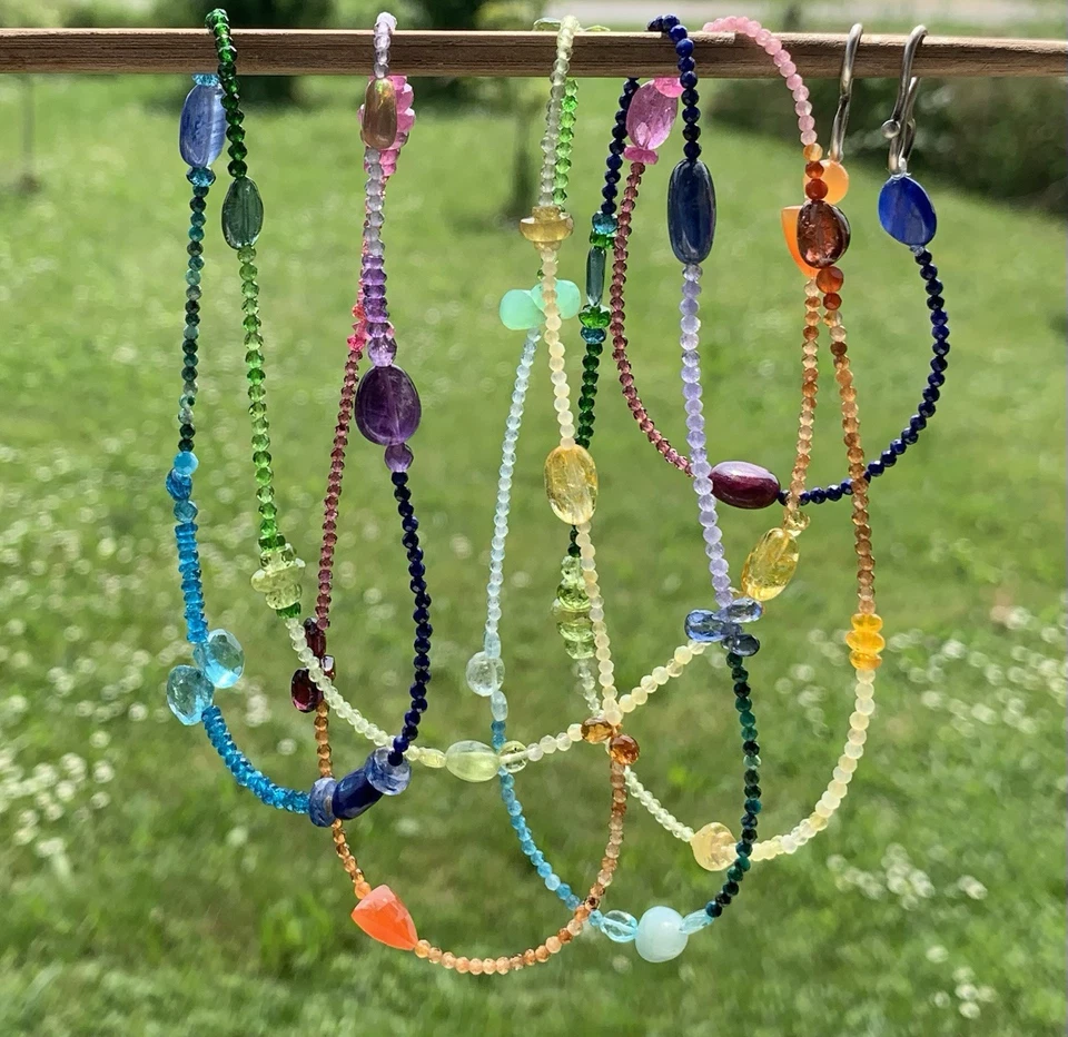 Sautoir, Collana, Argento 925, Pietre Fini E Pietre Preziose, 142 Cm - Immagine 3 di 4