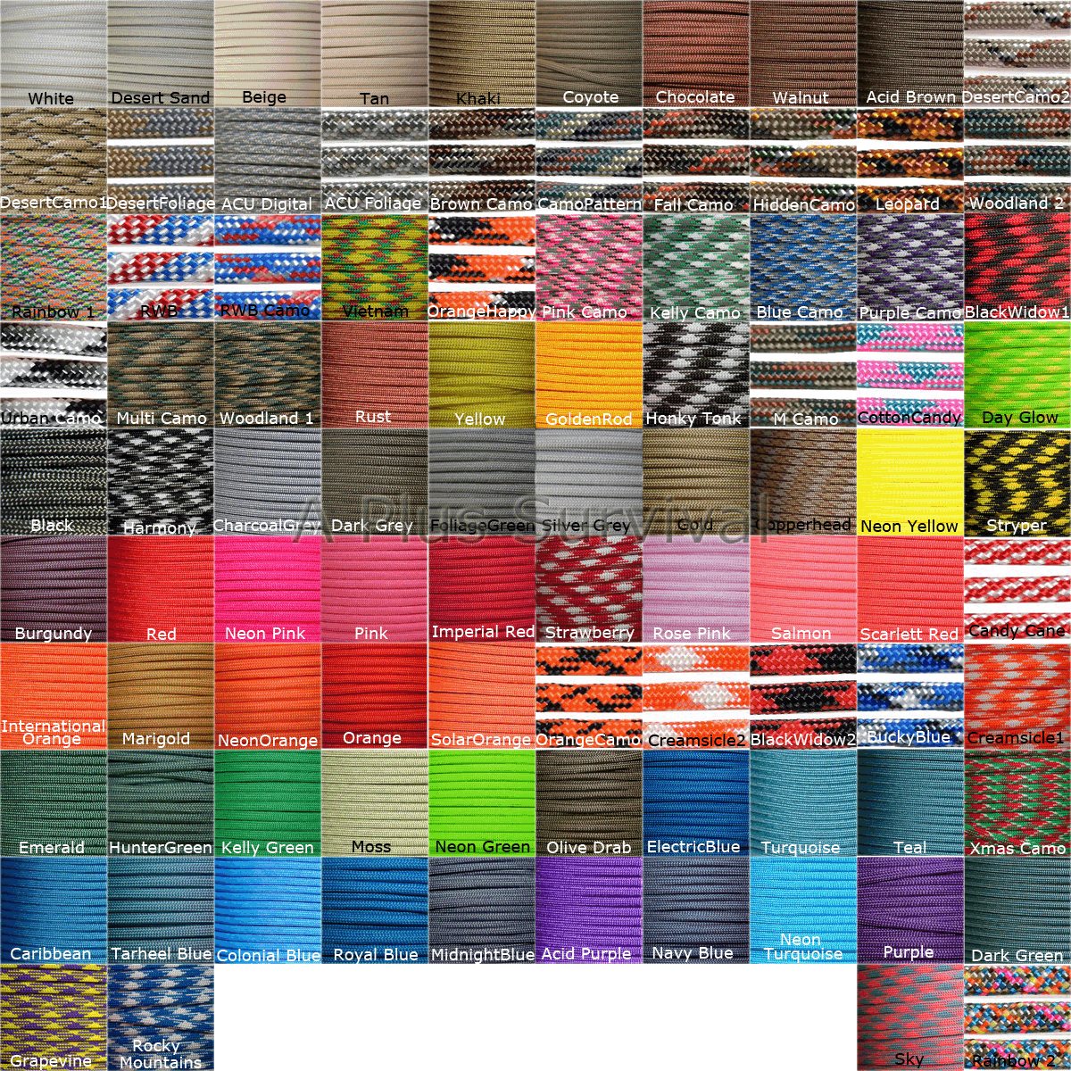 9 Farbe Lot of Paracord 100 Foot 550 lb 7 Strand for Camping Survival Bracelets 9 Farbe Lot of Paracord 100 Foot 550 lb 7 Strand for Camping Survival Bracelets