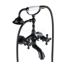 Oil Rubbed Bronze Clawfoot Bathroom Tub Faucet W/ Hand Shower Sprayer Wall Mount
