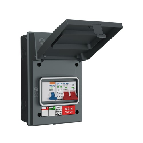 5 Way Metal Enclosure c/w 100A M/Switch and 20/40kA DP SPD 40A Type A RCBO Grey - Picture 2 of 5