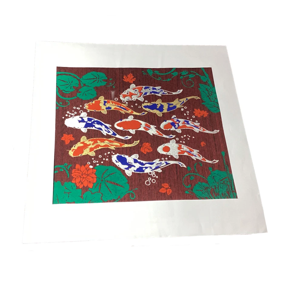 auspicious silk screen picture merchant Feng Shui 9 Fish Thai art - Image 3 of 4