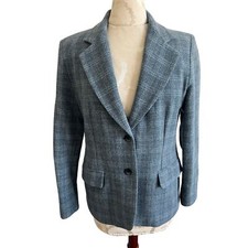 Pendleton Women's Plaid Wool Blend Blue Jacket Petite Size 8
