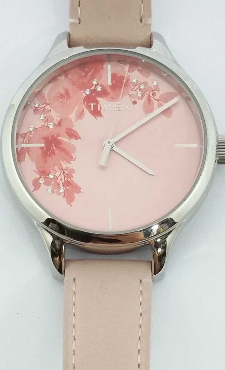 TimeX TW2R66600 Crystal Bloom 36mm Leather Strap Stainless Steel
