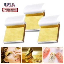 200 Sheets Imitation Gold Leaf Foil Paper for Arts Gilding Craft Decoration DIY