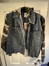 Kensie Jeans Jacket Denim/camouflage Size Medium