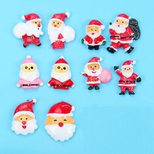 10 Assorted Flatback Resin Christmas Santa Claus Cabochon Embellishments Decora