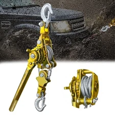 Come Along 1 Ton Cable Winch Puller Double Rope 7Ft Heavy Duty Hand Puller 2200L