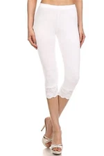 Commando USA Luxury Legwear Ultimate Opaque Capri with Lace White Medium Legging