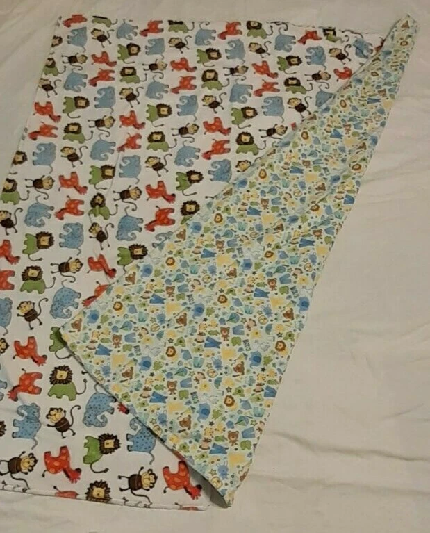 Baby Car Seat Canopy Blanket Cover *Handmade Boy/Jungle Blue & White Theme 49x39 - Image 3 of 4