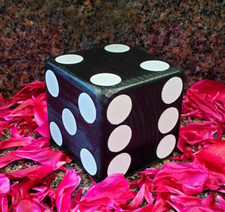 1 Jumbo Lawn Yard Wood DICE - Black 3.5" Yahtzee, Bunco, Farkle, Home Decor