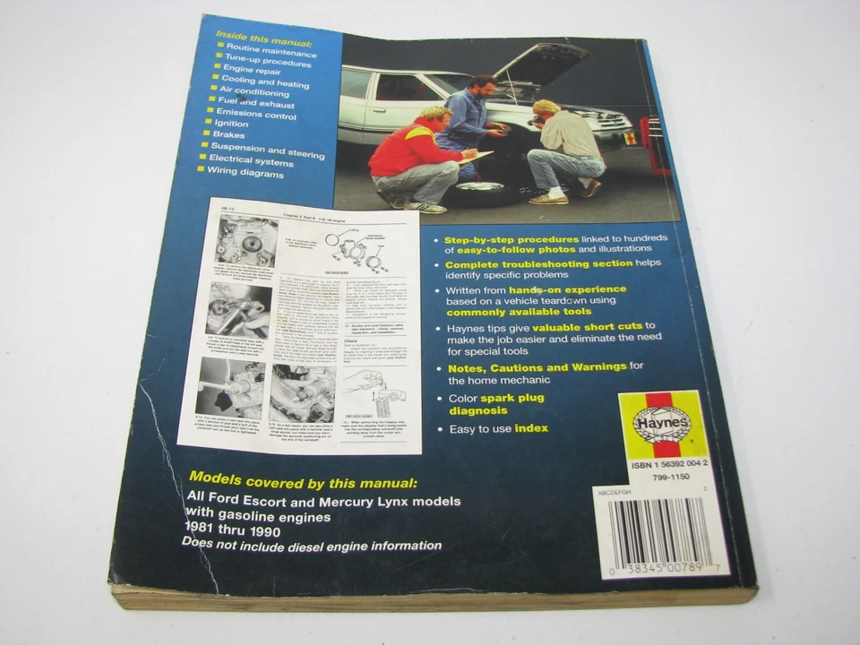 Manual de reparación automotriz Haynes Ford Escort & Mercury Lynx 1981-1990 36016 Foto 2 de 4