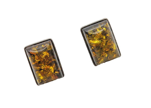 Cut Amber Stud Earrings Eg9103 925 Sterling Silver Vintage Cabochon